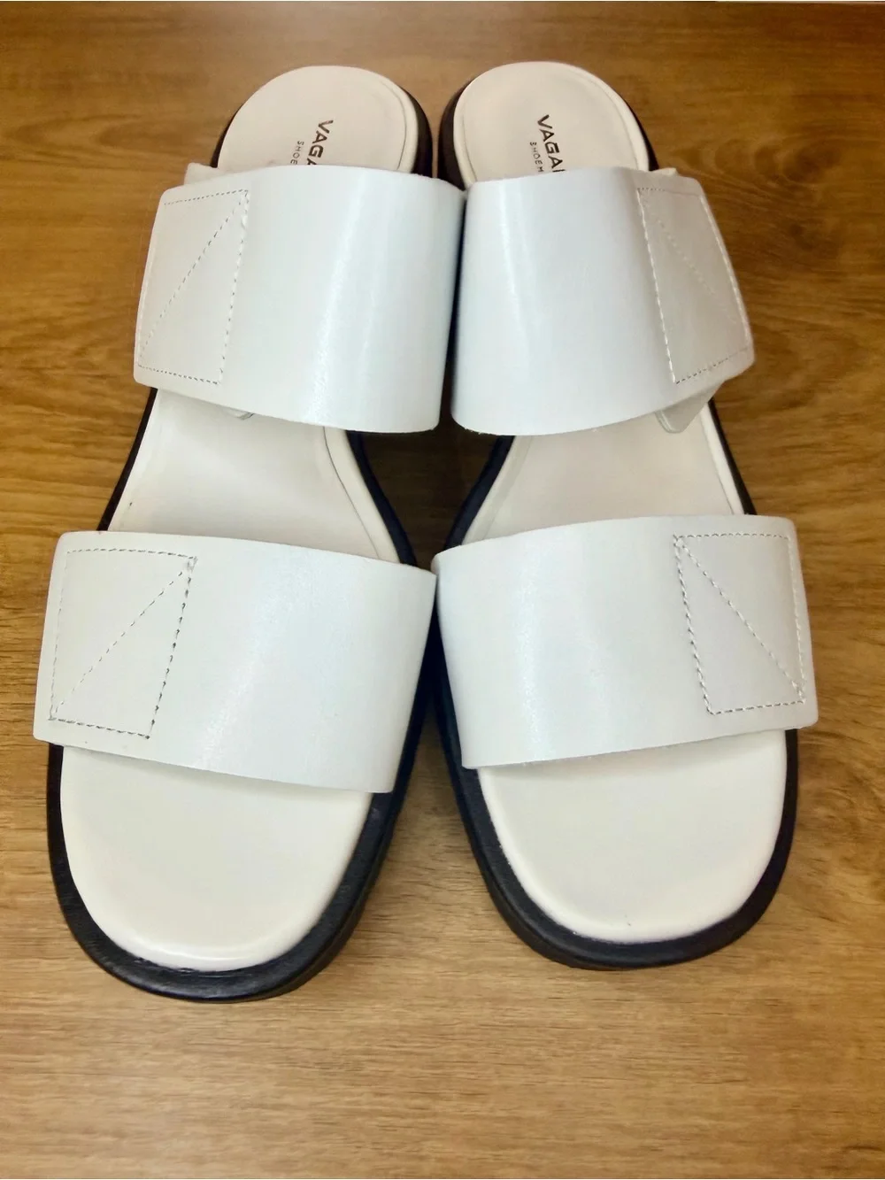 Vagabond Shoemakers Leather Slide Sandals White Straps Block Heel Women’s 39